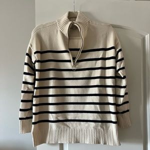 LOFT stripe quarter zip sweater